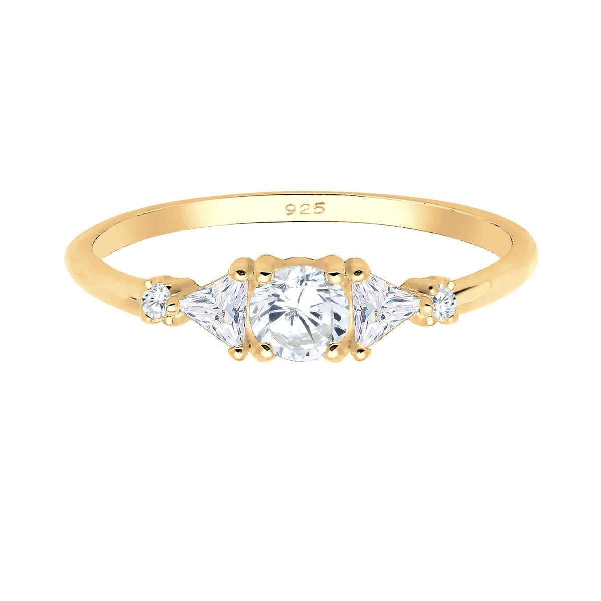 Gold - Elli PREMIUM | Verlobungsring | Zirkonia ( Weiß ) | 925 Sterling Silber vergoldet