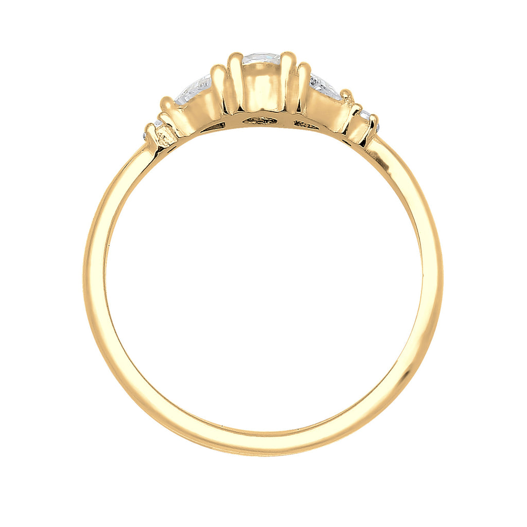 Gold - Elli PREMIUM | Verlobungsring | Zirkonia ( Weiß ) | 925 Sterling Silber vergoldet