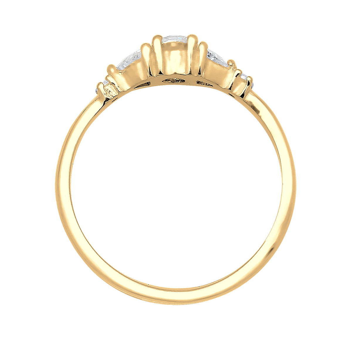 Gold - Elli PREMIUM | Verlobungsring | Zirkonia ( Weiß ) | 925 Sterling Silber vergoldet