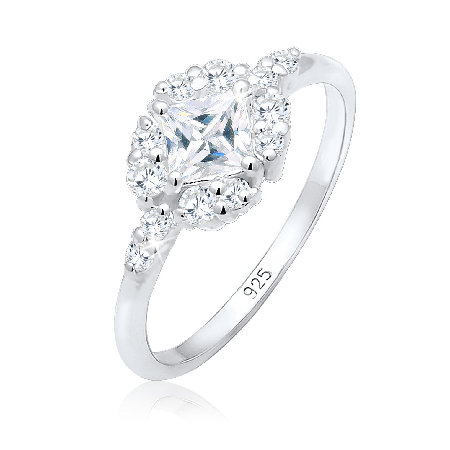 Silber - Elli PREMIUM | Verlobungsring | Zirkonia ( Weiß ) | 925er Sterling Silber