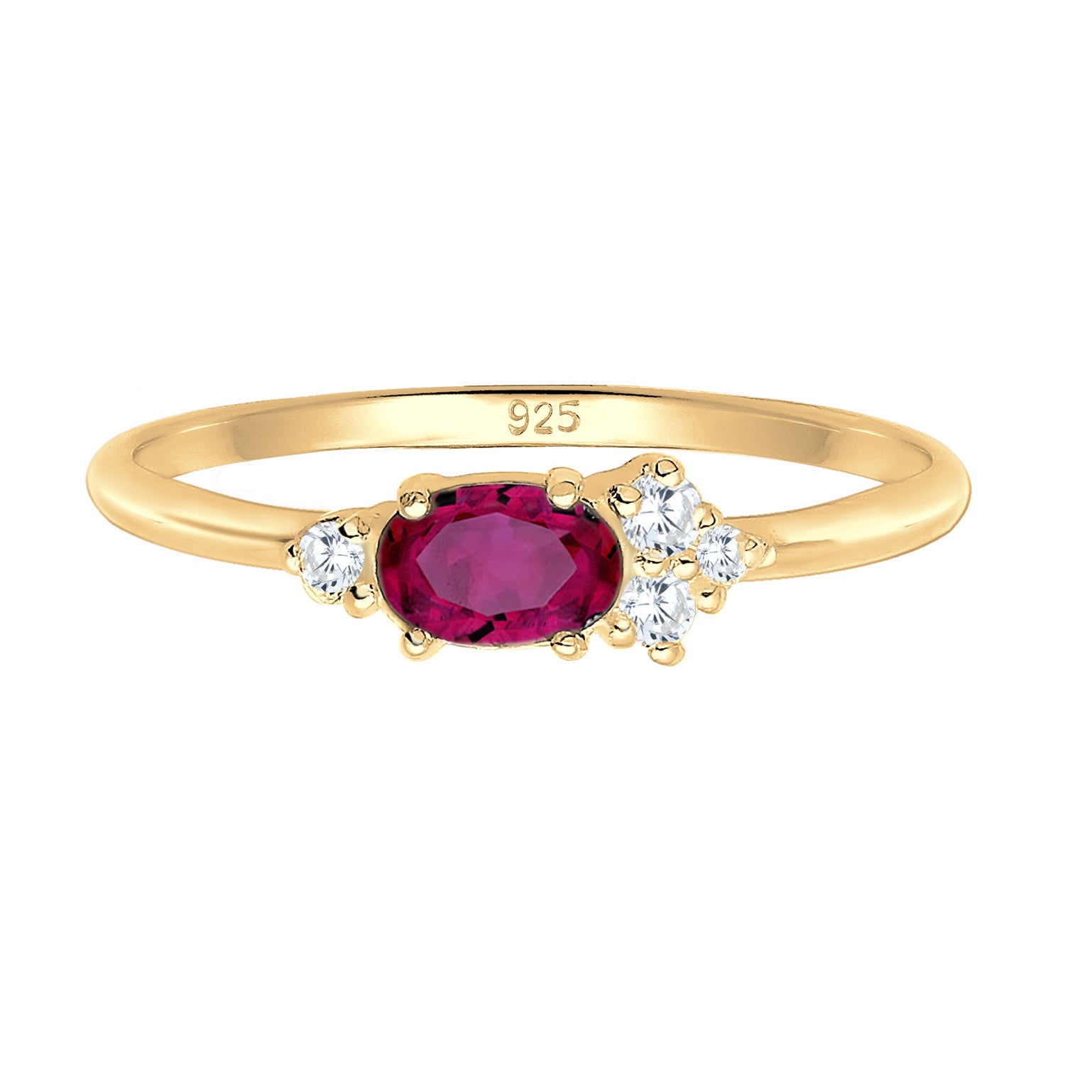 Rot - Elli PREMIUM | Verlobungsring | Rubin ( Pink ) | 925 Sterling Silber vergoldet