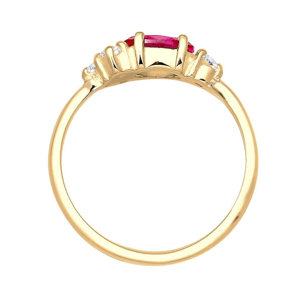 Rot - Elli PREMIUM | Verlobungsring | Rubin ( Pink ) | 925 Sterling Silber vergoldet