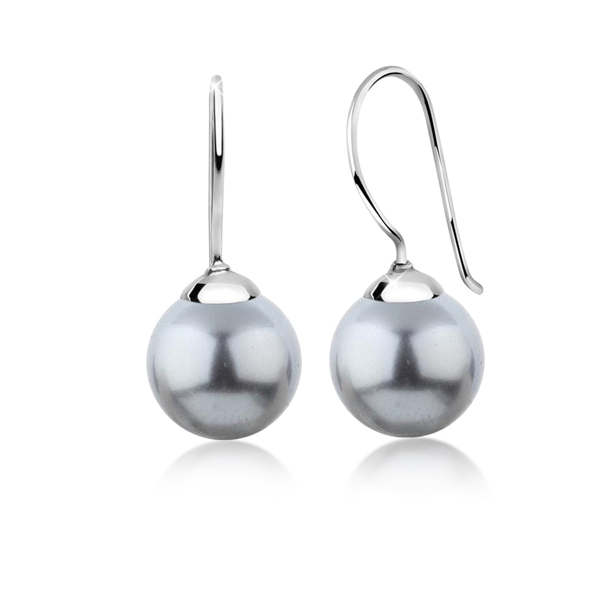 Silber - Nenalina | Ohrhänger | Perle, Kristall ( Grau ) | 925er Sterling Silber