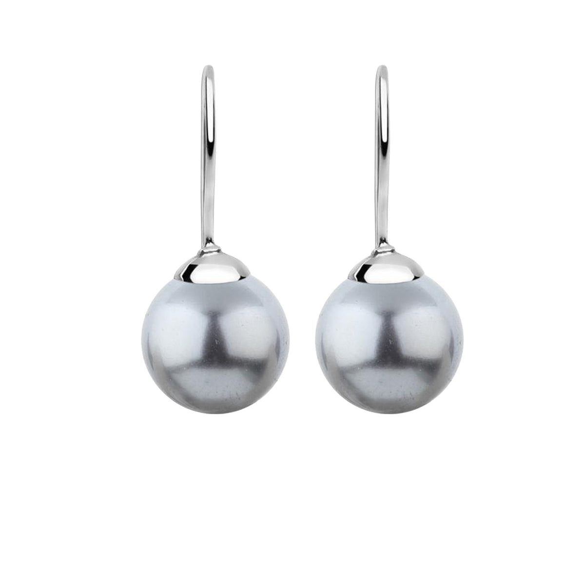 Silber - Nenalina | Ohrhänger | Perle, Kristall ( Grau ) | 925er Sterling Silber