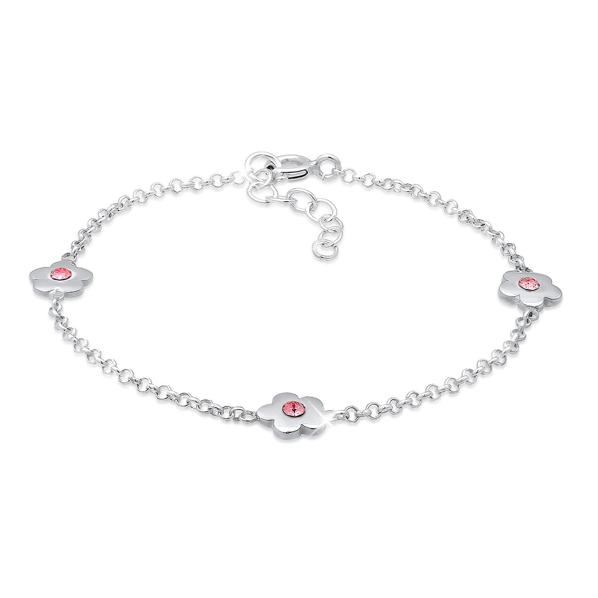 Silber - Elli | Armband Blume | Kristall ( Rosa ) | 925er Sterling Silber