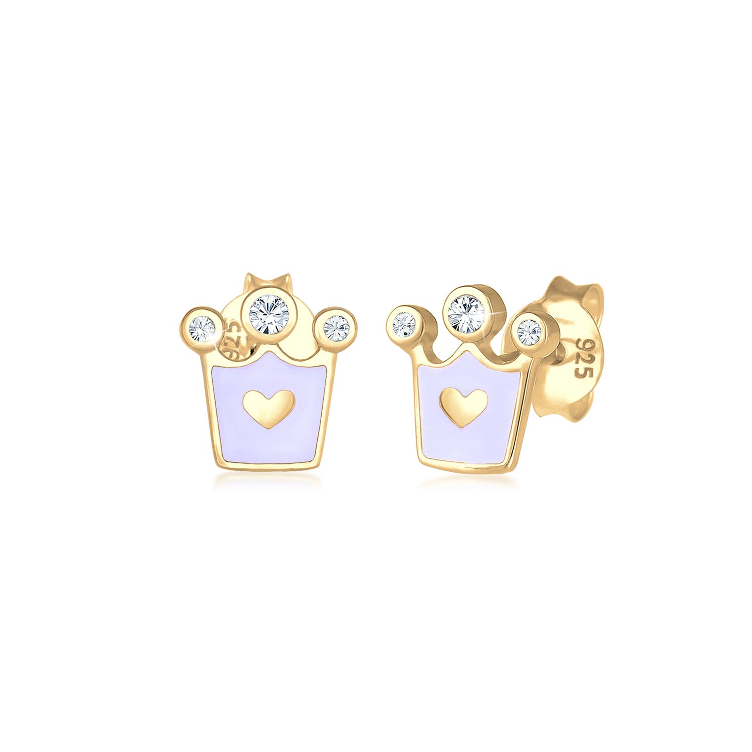 Gold - Elli | Ohrring Herz | Mit Kristallen von Swarovski® (Weiß) | 925 Sterling Silber vergoldet