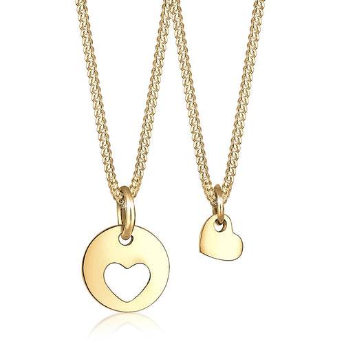 Gold - Elli | Halskettenset Herz Mutter Kind | 925 Sterling Silber vergoldet