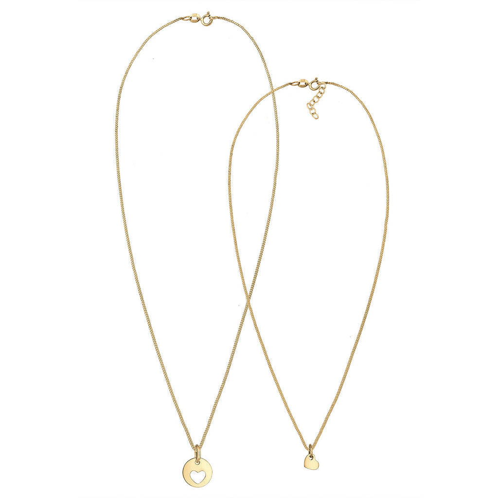 Gold - Elli | Halskettenset Herz Mutter Kind | 925 Sterling Silber vergoldet
