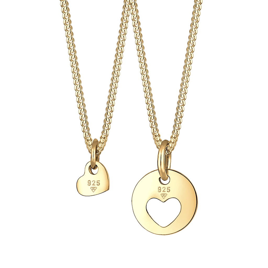 Gold - Elli | Halskettenset Herz Mutter Kind | 925 Sterling Silber vergoldet