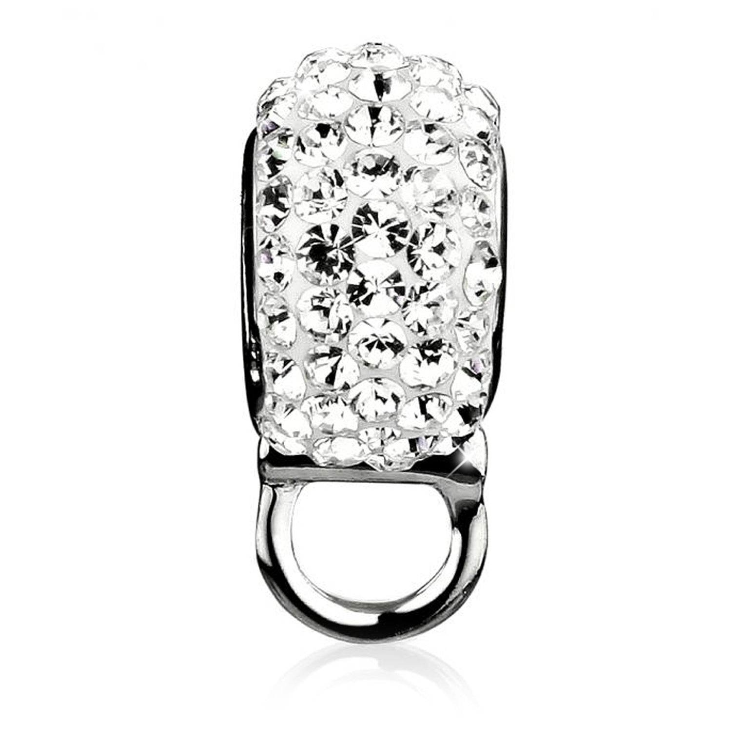 Silber - Nenalina | Charm Kugel | Mit Kristallen von Swarovski® (Weiß) | 925er Sterling Silber