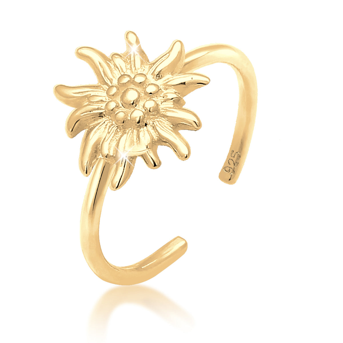 Gold - Elli | Ring Edelweiss | 925 Sterling Silber vergoldet