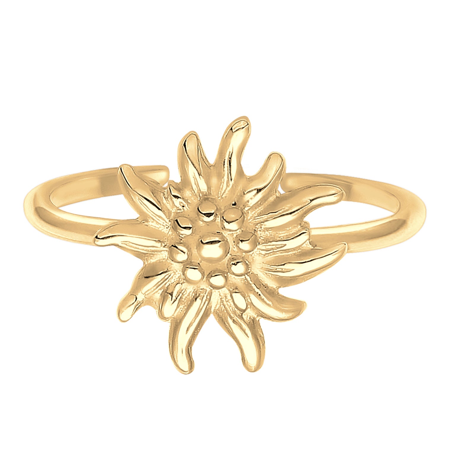 Gold - Elli | Ring Edelweiss | 925 Sterling Silber vergoldet