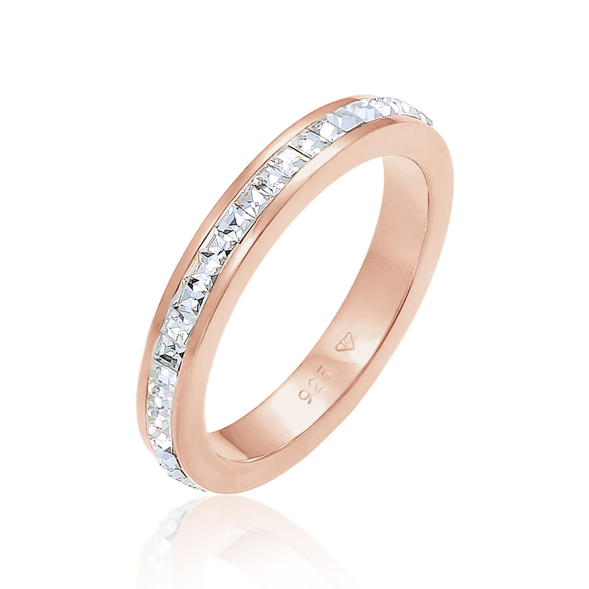 Roségold - Elli PREMIUM | Bandring | Kristall (Weiß) | 925 Sterling Silber Rosegold