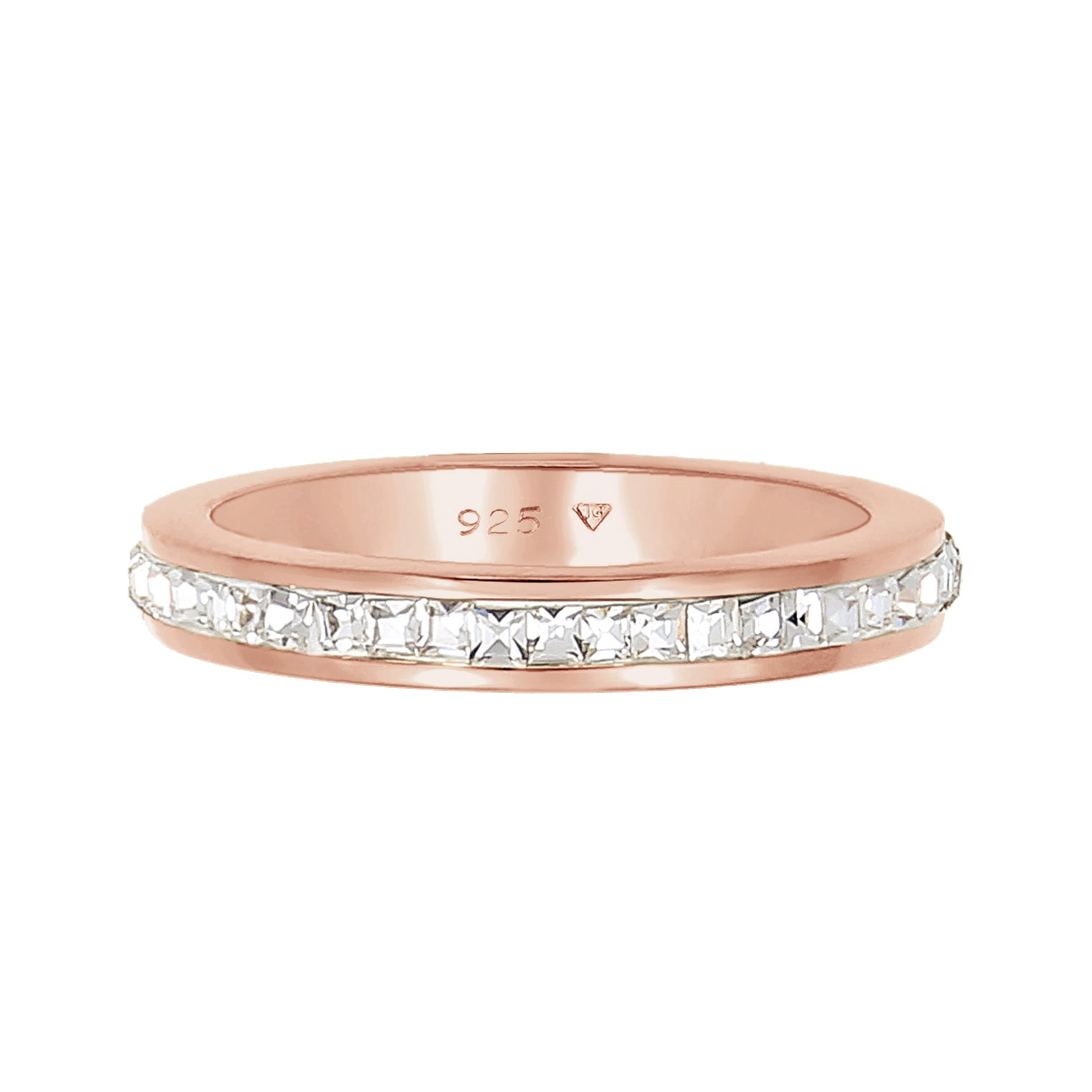 Roségold - Elli PREMIUM | Bandring | Kristall (Weiß) | 925 Sterling Silber Rosegold