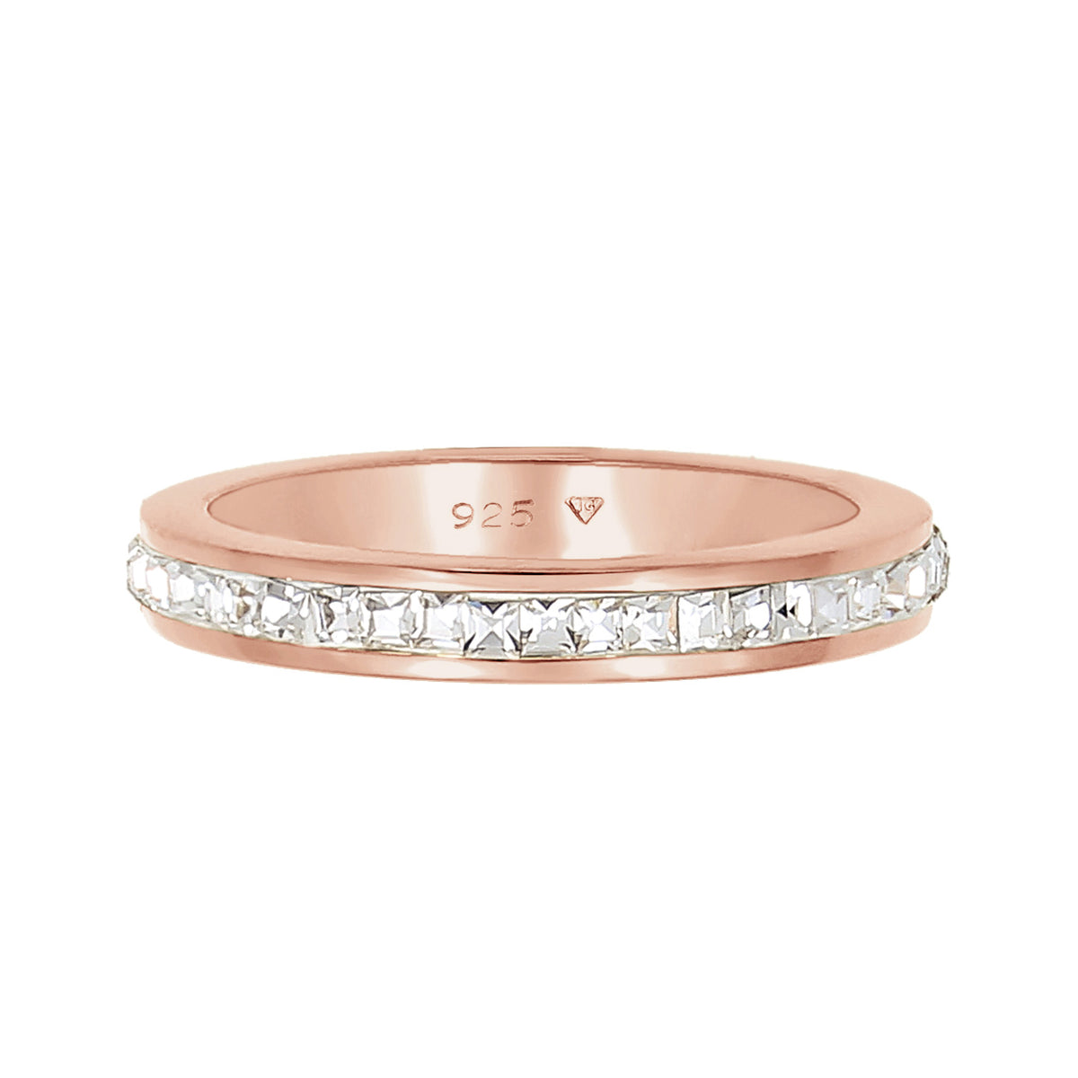 Roségold - Elli PREMIUM | Bandring | Kristall (Weiß) | 925 Sterling Silber Rosegold