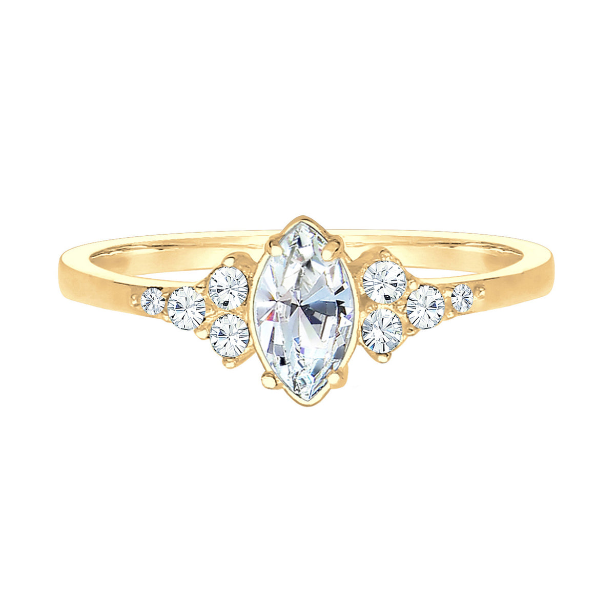 Gold - Elli | Verlobungsring | Mit Kristallen von Swarovski® (Weiß) | 925 Sterling Silber vergoldet