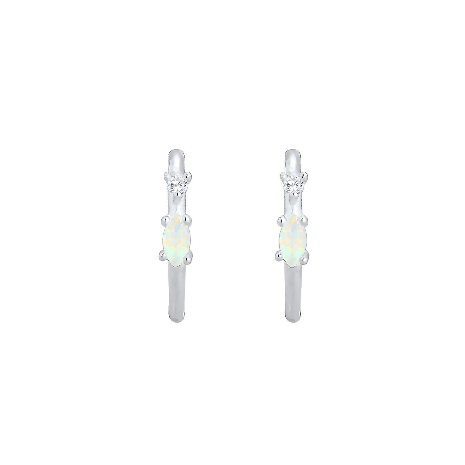 Silber - Elli | Creole | Opal ( Weiß ) | 925er Sterling Silber