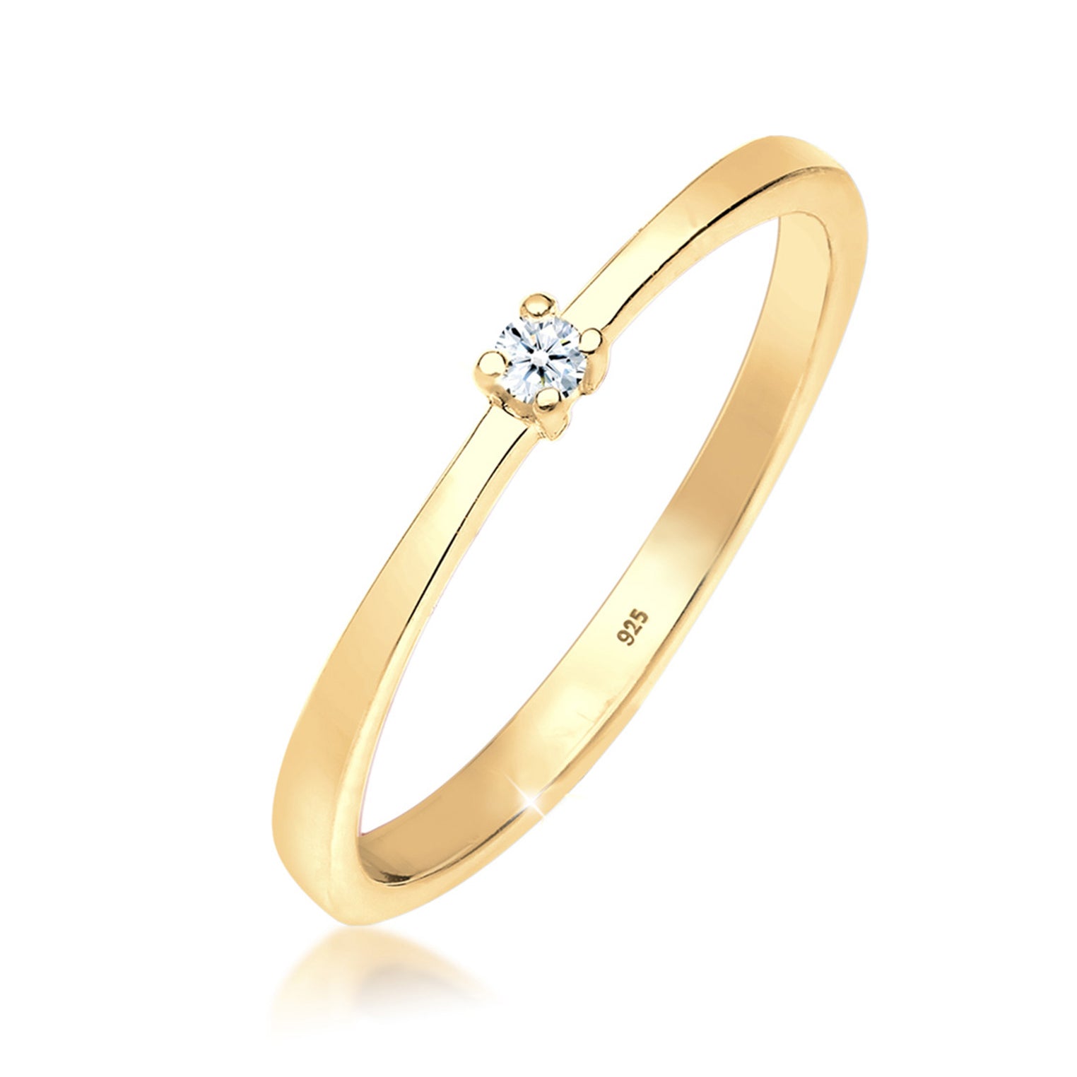 Gold - Elli DIAMONDS | Solitär-Ring | Diamant ( Weiß, 0,03 ct ) | 925 Sterling Silber vergoldet