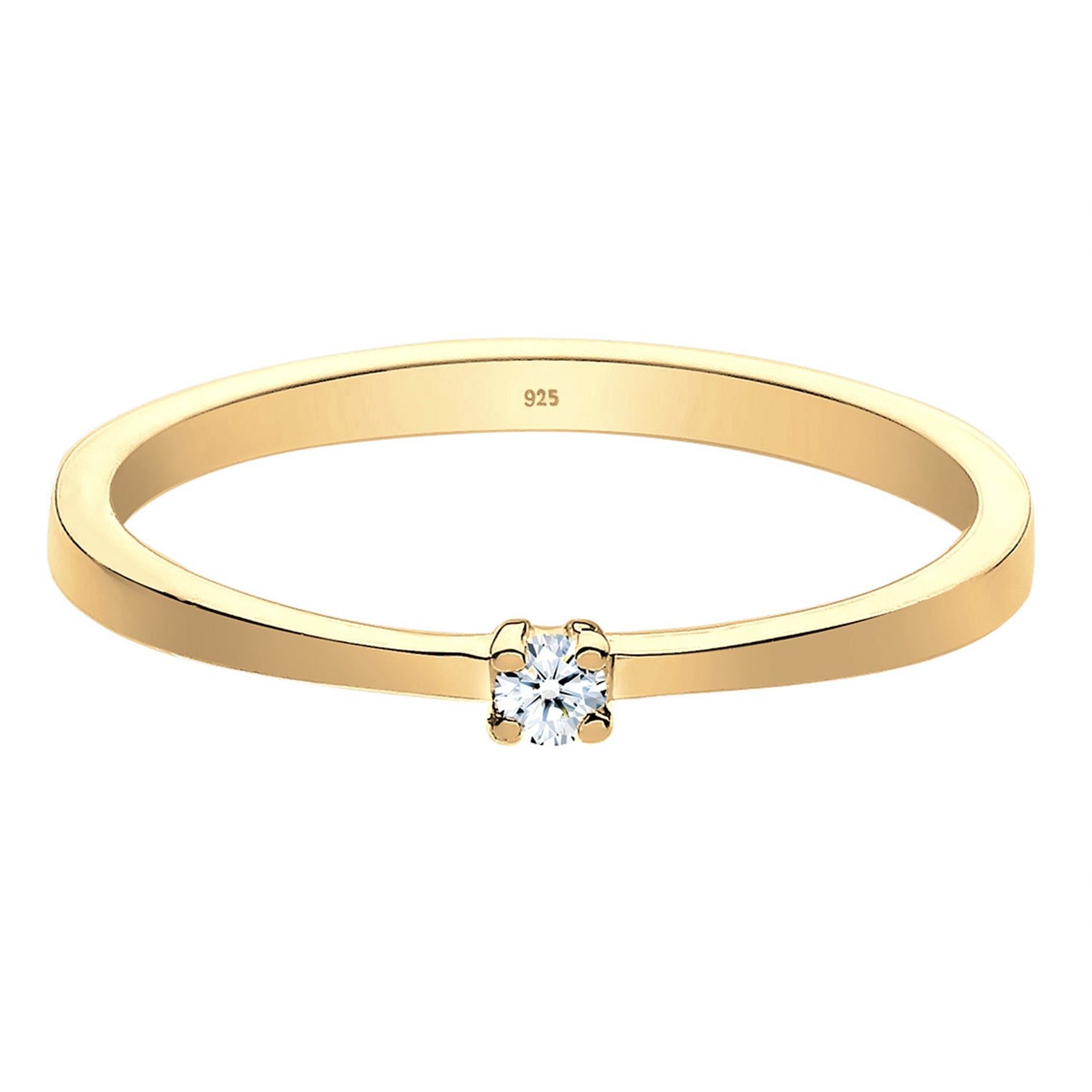 Gold - Elli DIAMONDS | Solitär-Ring | Diamant ( Weiß, 0,03 ct ) | 925 Sterling Silber vergoldet