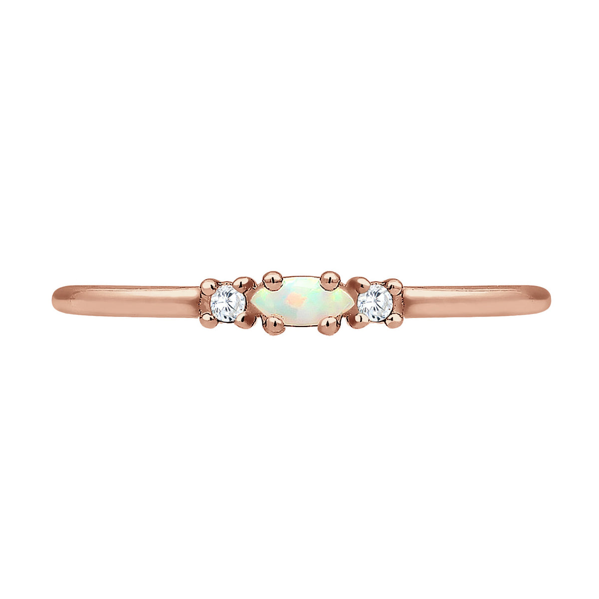 Roségold - Elli | Ring | Opal ( Weiß ) | 925 Sterling Silber Rosegold