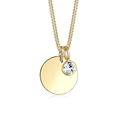 Weiß - Elli | Halskette Geburtsstein | Mit Kristallen von Swarovski® (Weiß) | 925 Sterling Silber vergoldet