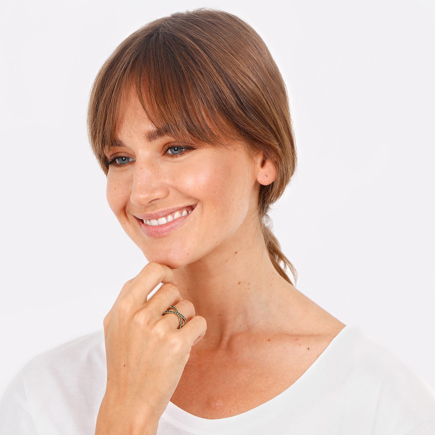 Schwarz - Elli | Wickelring | Zirkonia ( Schwarz ) | 925 Sterling Silber vergoldet