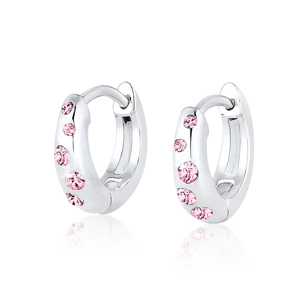 Silber - Elli | Ohrring | Kristall ( Rosa ) | 925er Sterling Silber