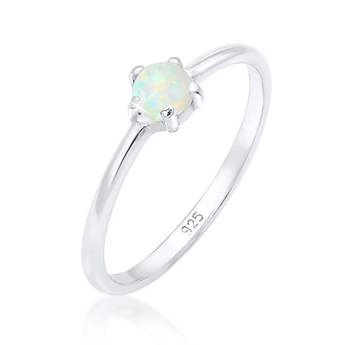 Silber - Elli | Ring | Opal ( Weiß ) | 925er Sterling Silber