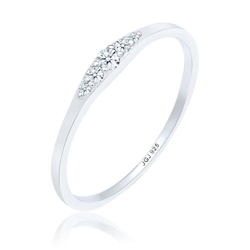Silber - Elli DIAMONDS | Verlobungsring | Diamant ( Weiß, 0,07 ct ) | 925er Sterling Silber