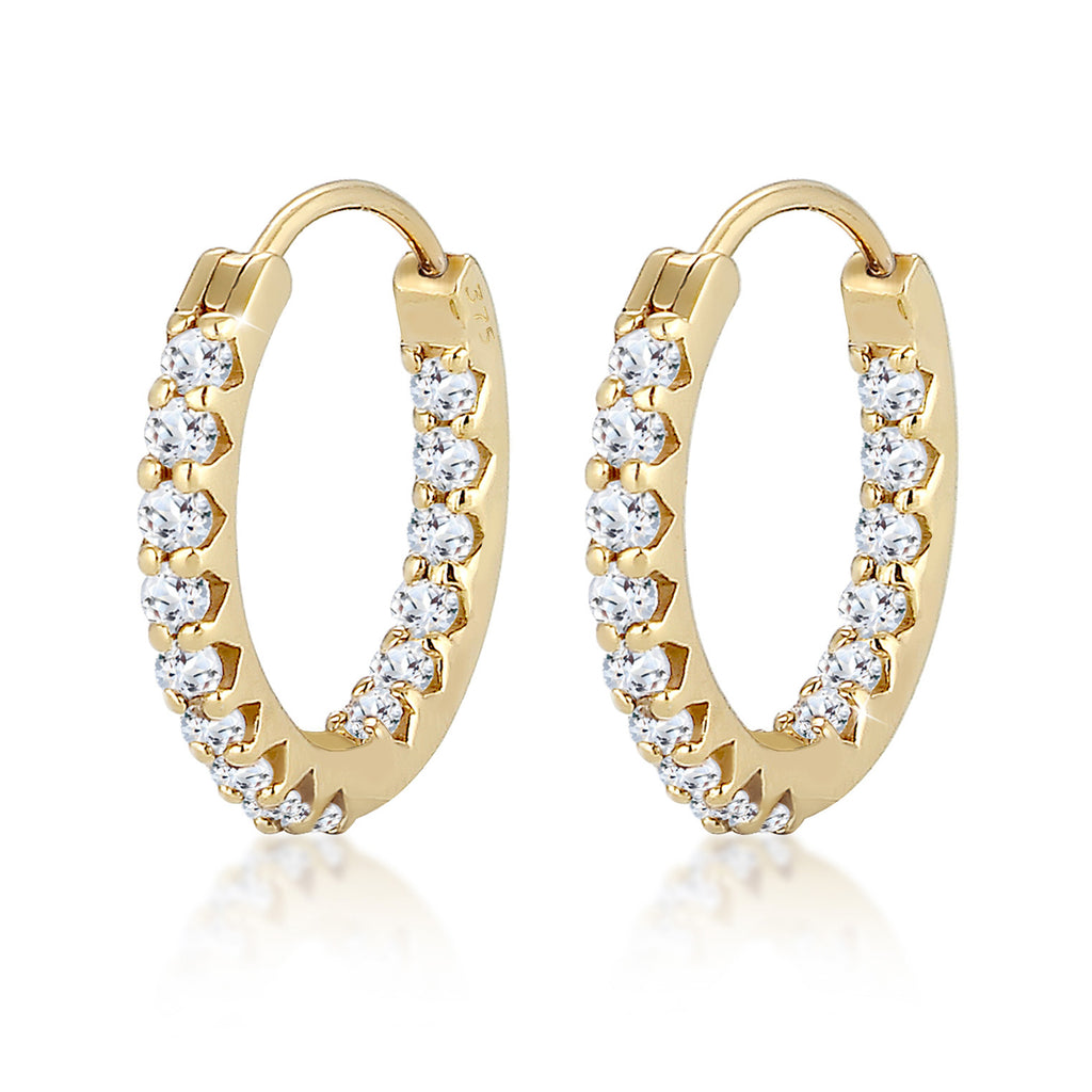 Gold - Elli PREMIUM | Creole | Topas ( Weiß ) | 375 Gelbgold