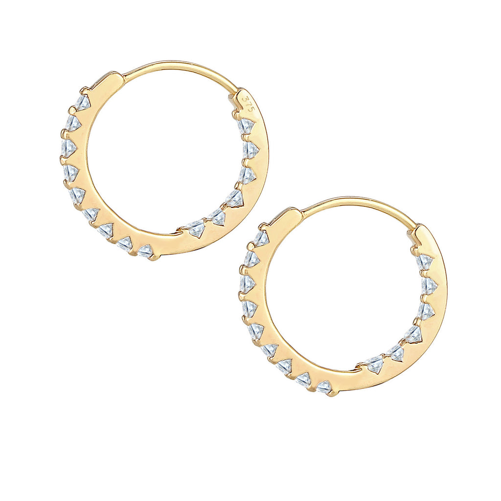 Gold - Elli PREMIUM | Creole | Topas ( Weiß ) | 375 Gelbgold