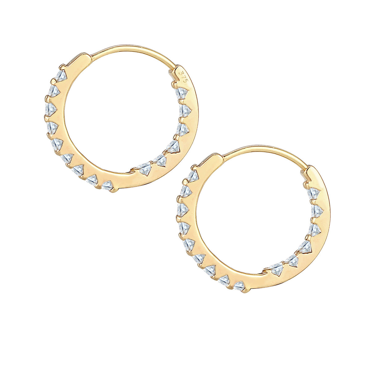 Gold - Elli PREMIUM | Creole | Topas ( Weiß ) | 375 Gelbgold