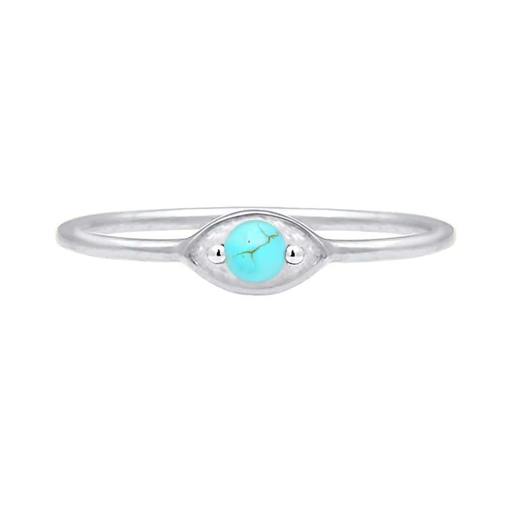 Silber - Elli | Ring Evil Eye | Howlith ( Türkis ) | 925er Sterling Silber