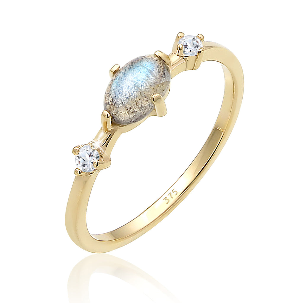Gold - Elli PREMIUM | Ring | Topas ( Weiß ) | 375 Gelbgold