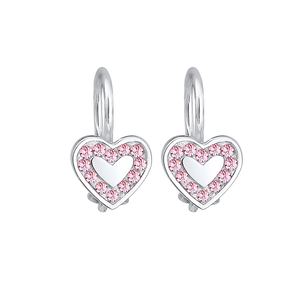 Silber - Elli | Ohrring Herz | Kristall ( Rosa ) | 925er Sterling Silber
