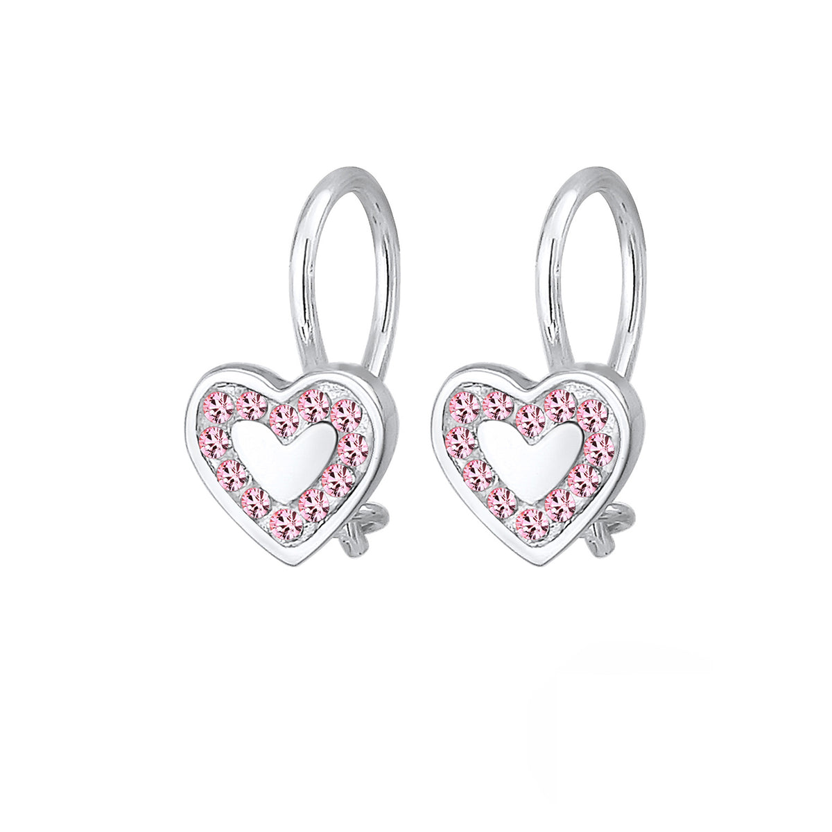 Silber - Elli | Ohrring Herz | Kristall ( Rosa ) | 925er Sterling Silber
