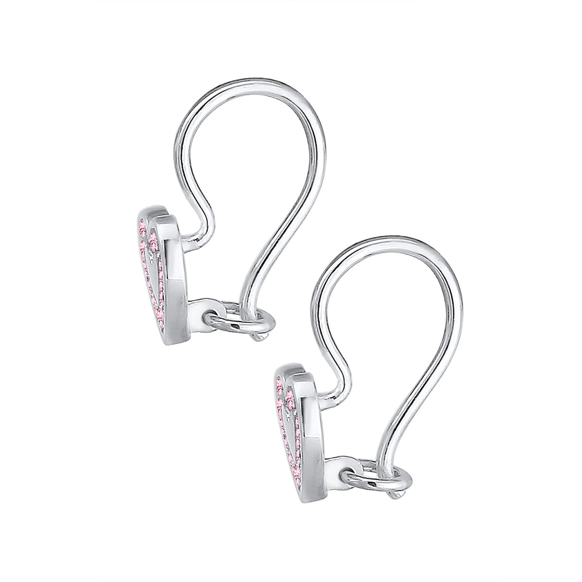 Silber - Elli | Ohrring Herz | Kristall ( Rosa ) | 925er Sterling Silber