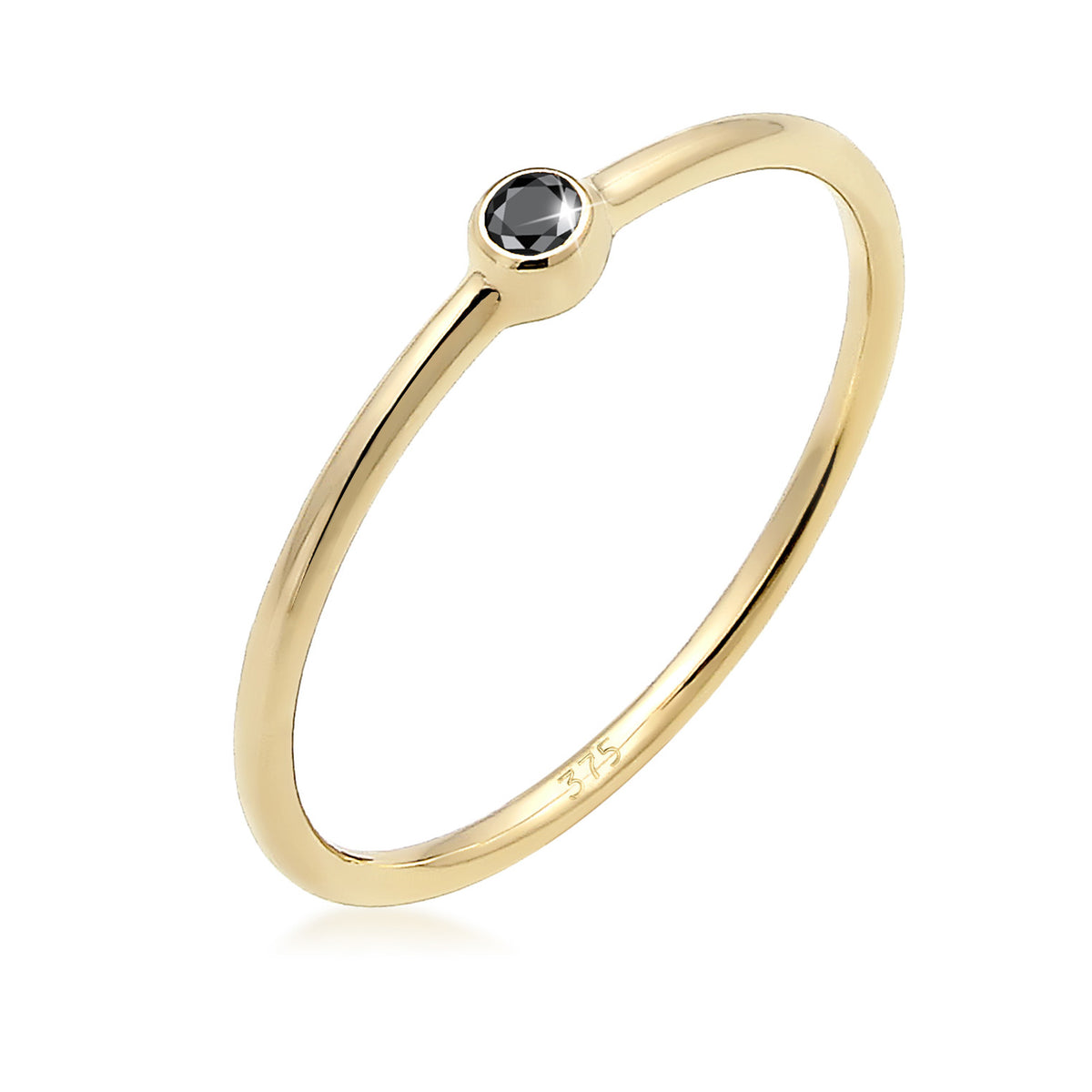 Gold - Elli DIAMONDS | Verlobungsring | Diamant ( Schwarz, 0,03 ct ) | 375 Gelbgold
