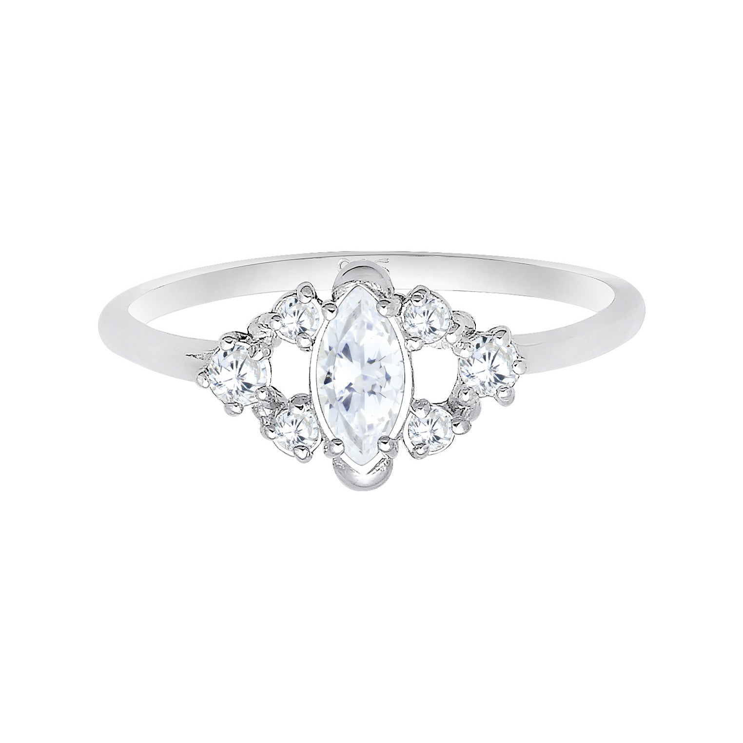 Silber - Elli | Verlobungsring | Zirkonia ( Weiß ) | 925er Sterling Silber