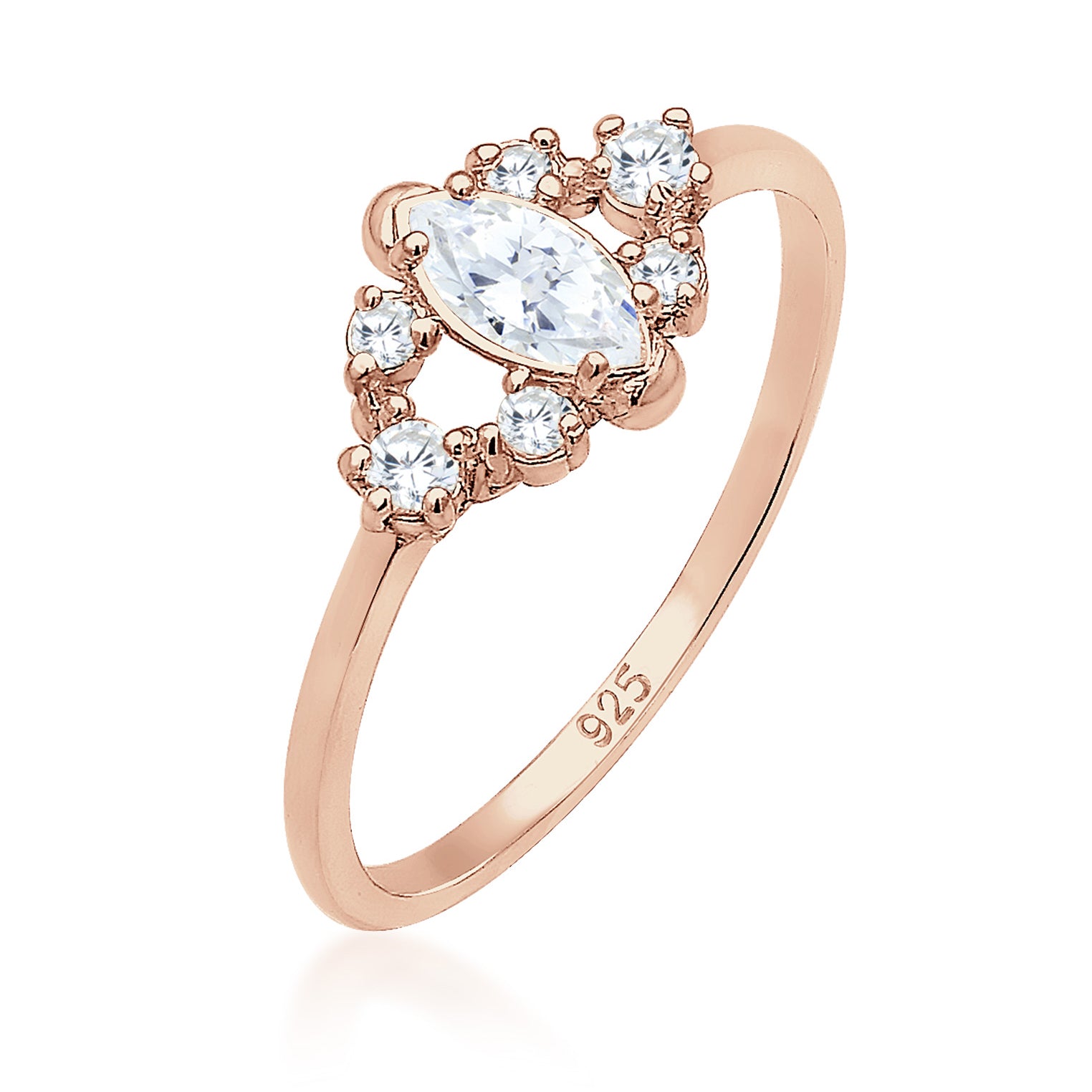 Roségold - Elli | Verlobungsring | Zirkonia ( Weiß ) | 925 Sterling Silber Rosegold