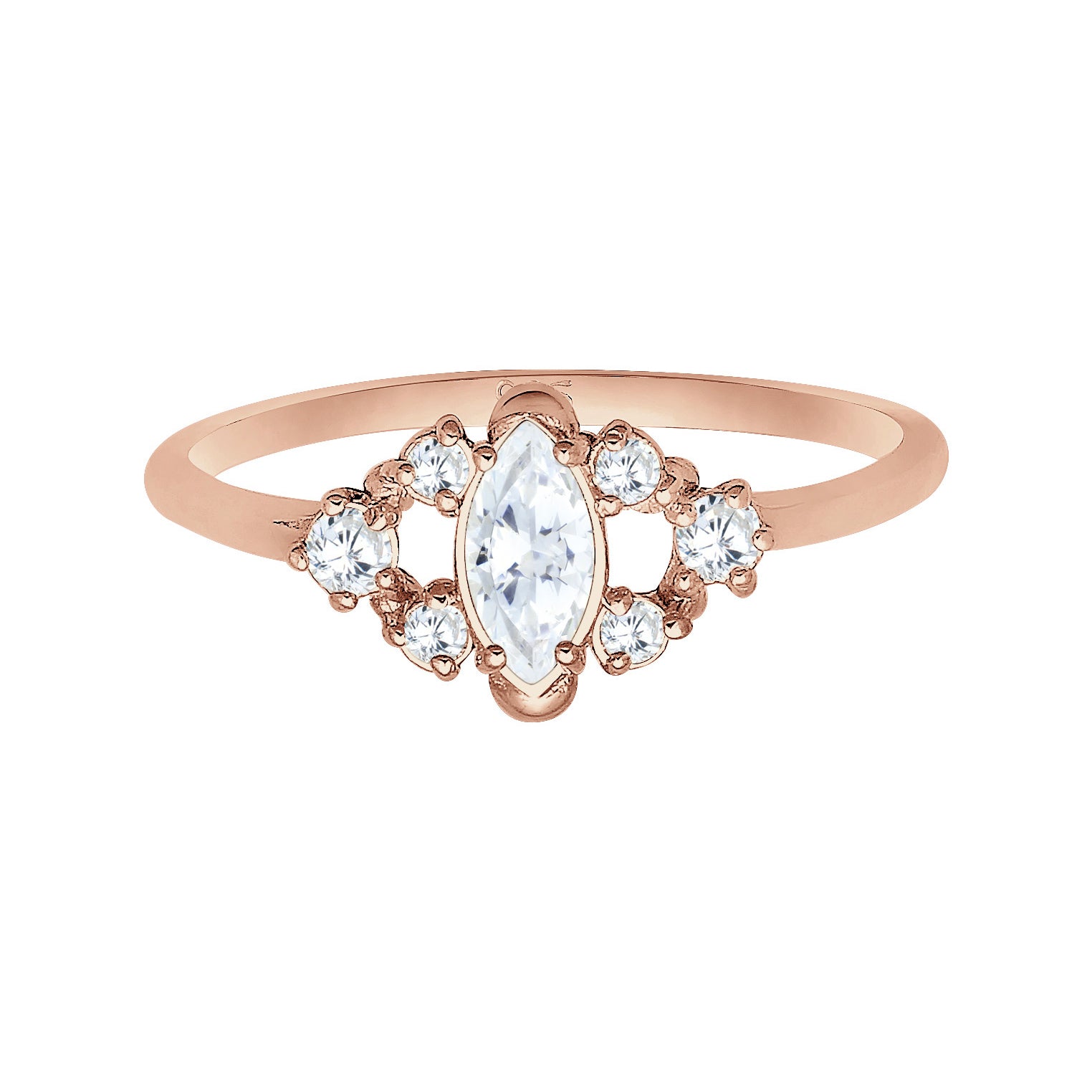 Roségold - Elli | Verlobungsring | Zirkonia ( Weiß ) | 925 Sterling Silber Rosegold