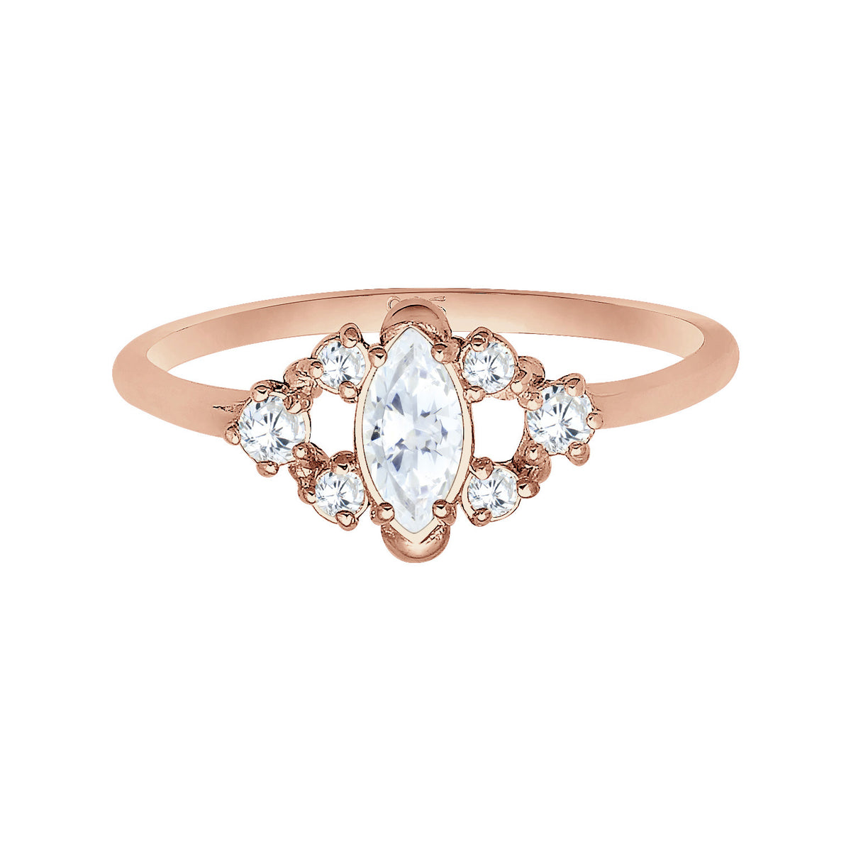 Roségold - Elli | Verlobungsring | Zirkonia ( Weiß ) | 925 Sterling Silber Rosegold