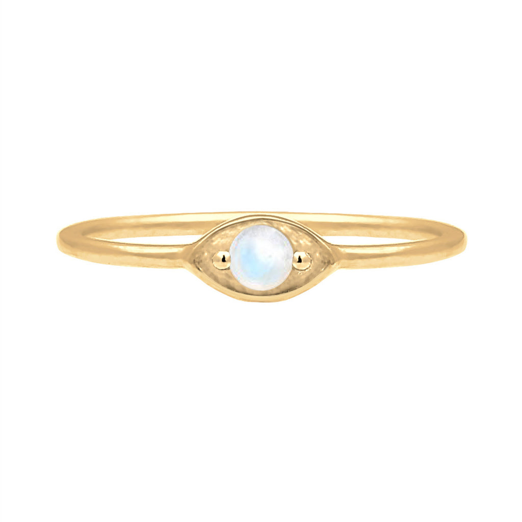 Gold - Elli | Ring Evil Eye | Mondstein ( Weiß ) | 925 Sterling Silber vergoldet