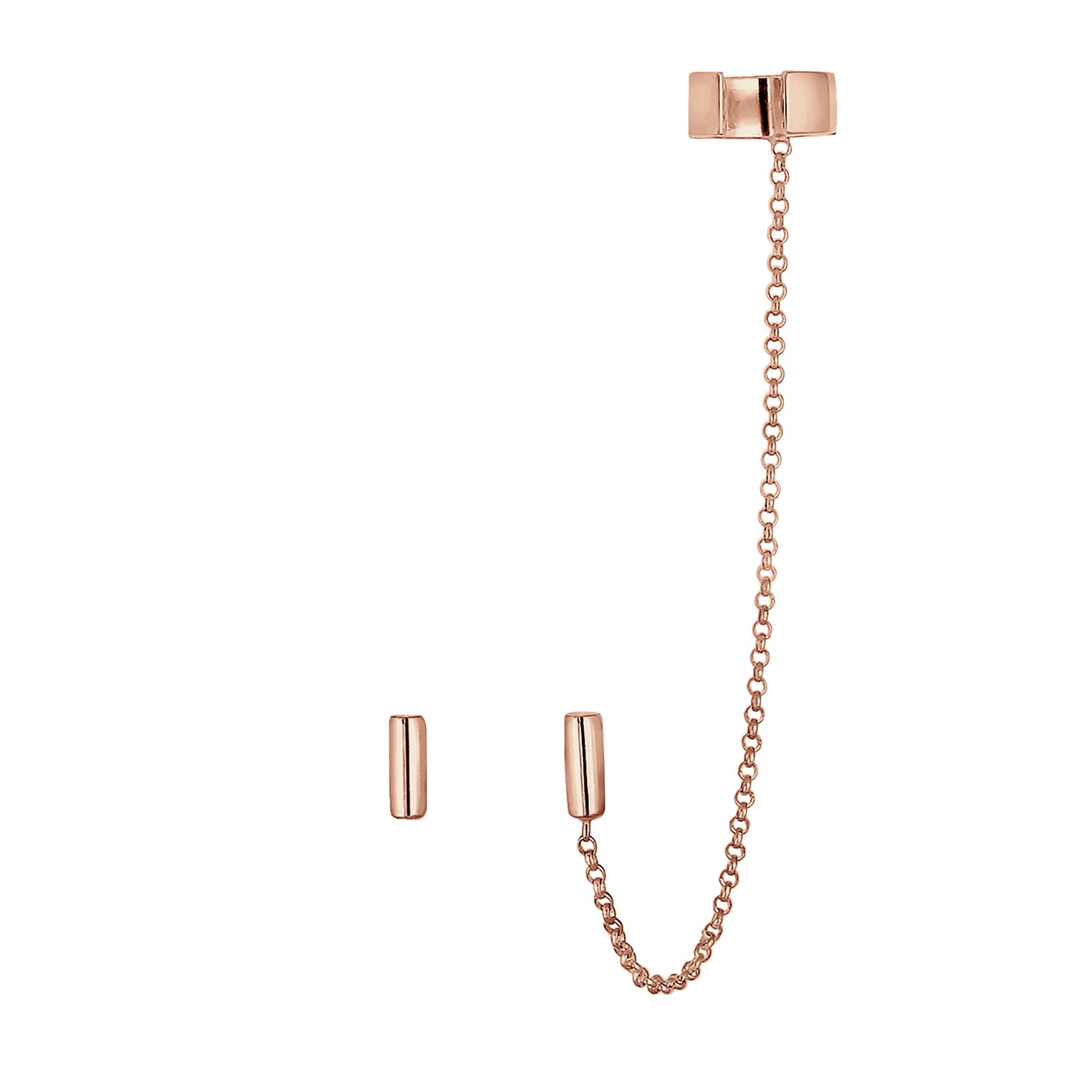 Roségold - Elli | Ohrstecker Ear Chain | 925 Sterling Silber Rosegold