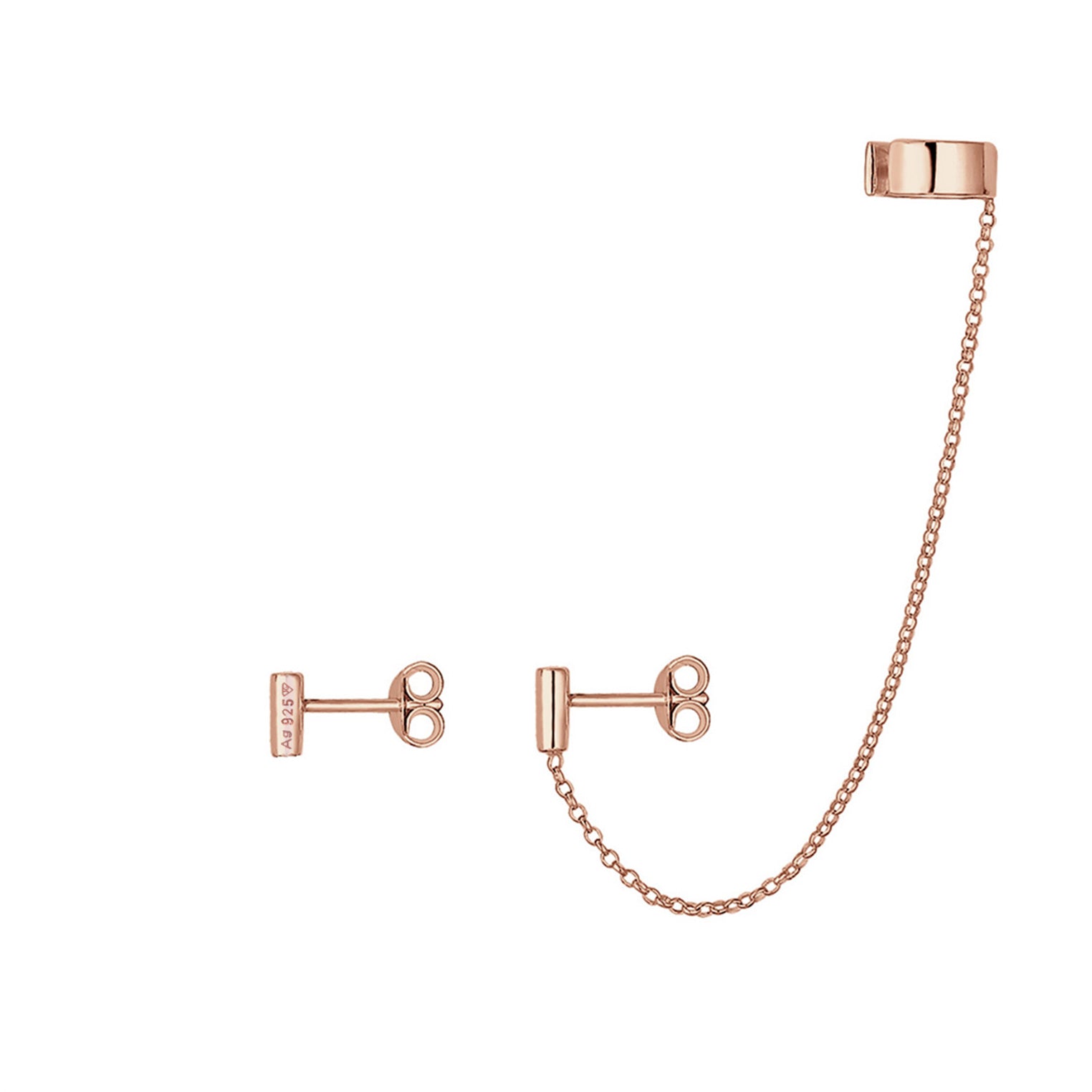 Roségold - Elli | Ohrstecker Ear Chain | 925 Sterling Silber Rosegold