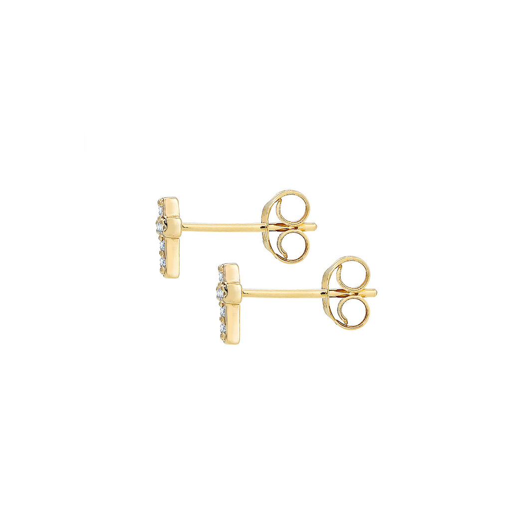 Gold - Elli DIAMONDS | Ohrstecker Kreuz | Diamant ( Weiß, 0,06 ct ) | 585 Gelbgold