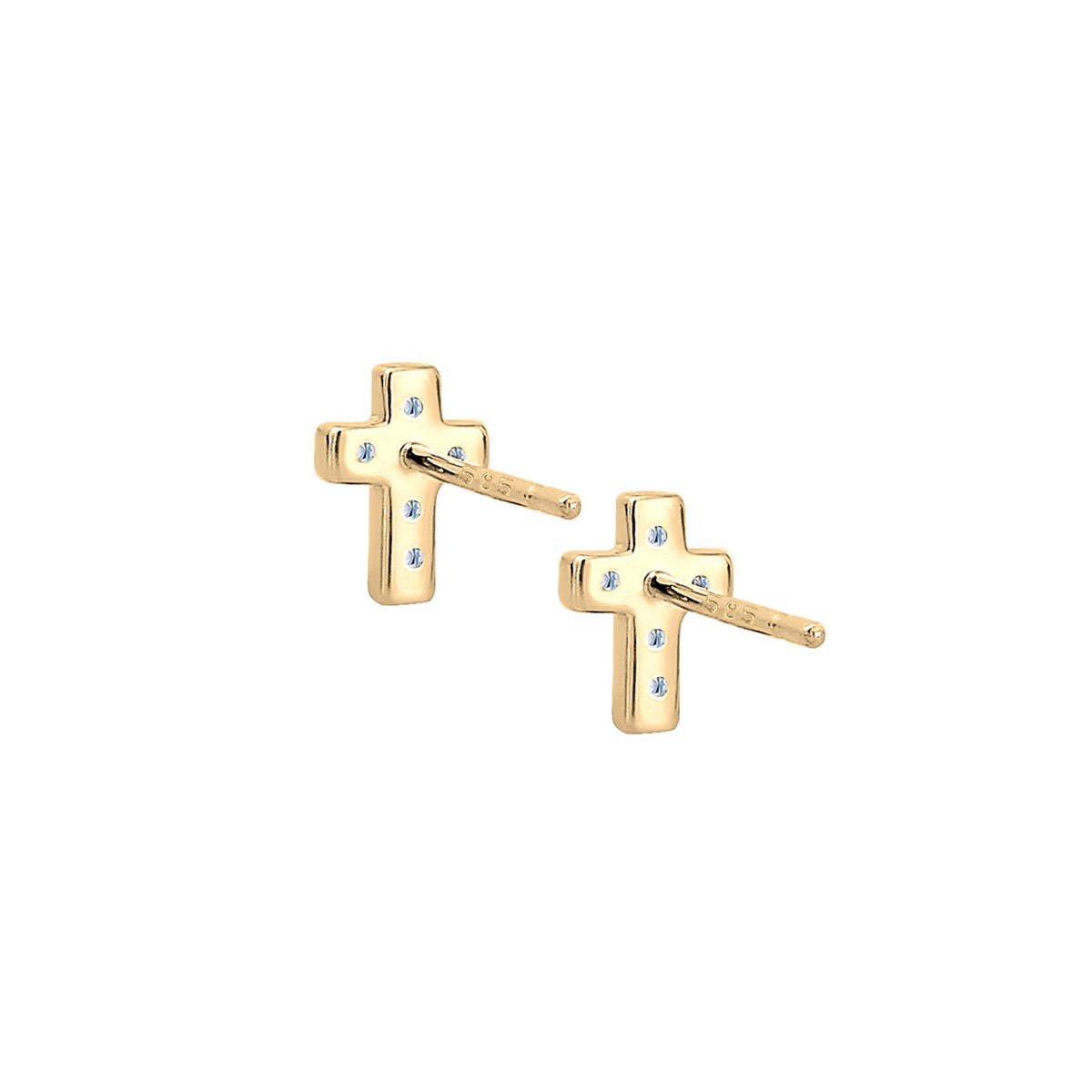 Gold - Elli DIAMONDS | Ohrstecker Kreuz | Diamant ( Weiß, 0,06 ct ) | 585 Gelbgold
