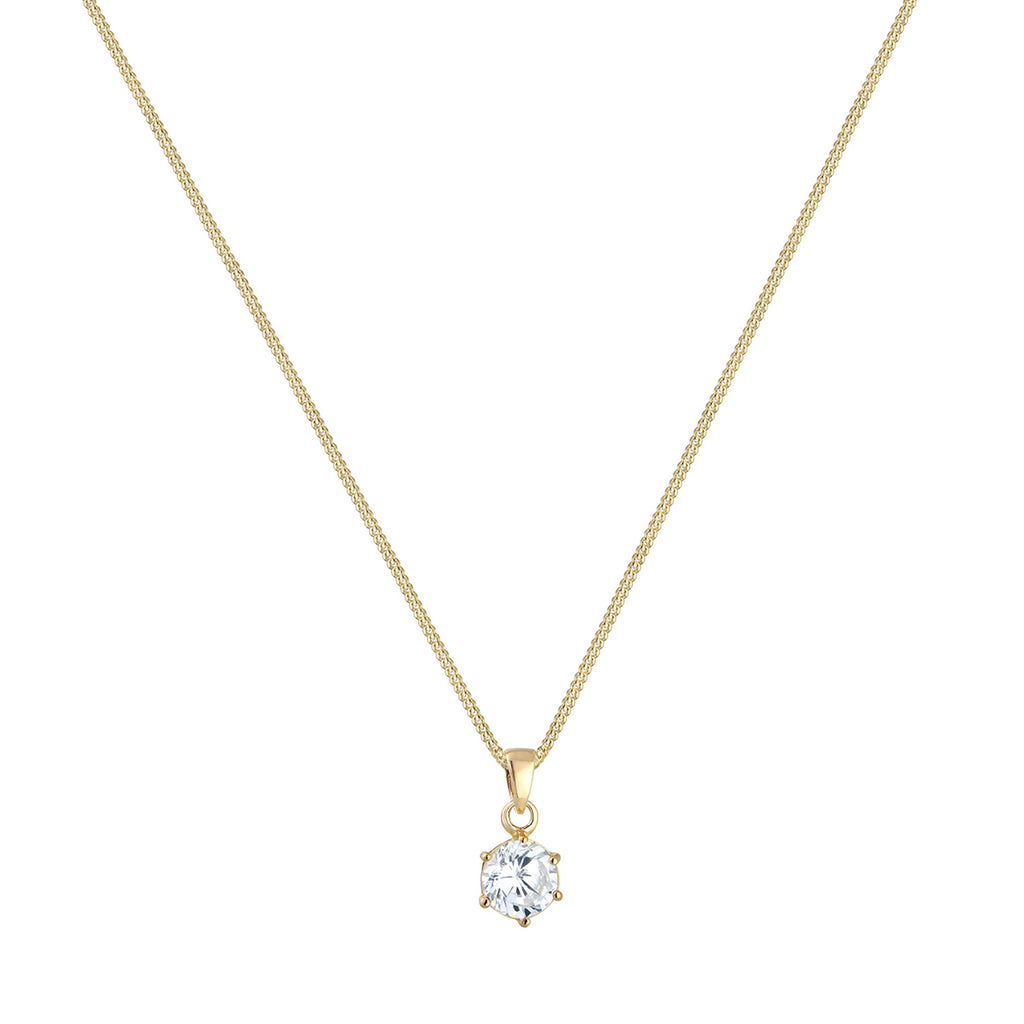 Gold - Elli PREMIUM | Solitär-Kette | Zirkonia (Weiß) | 375 Gelbgold