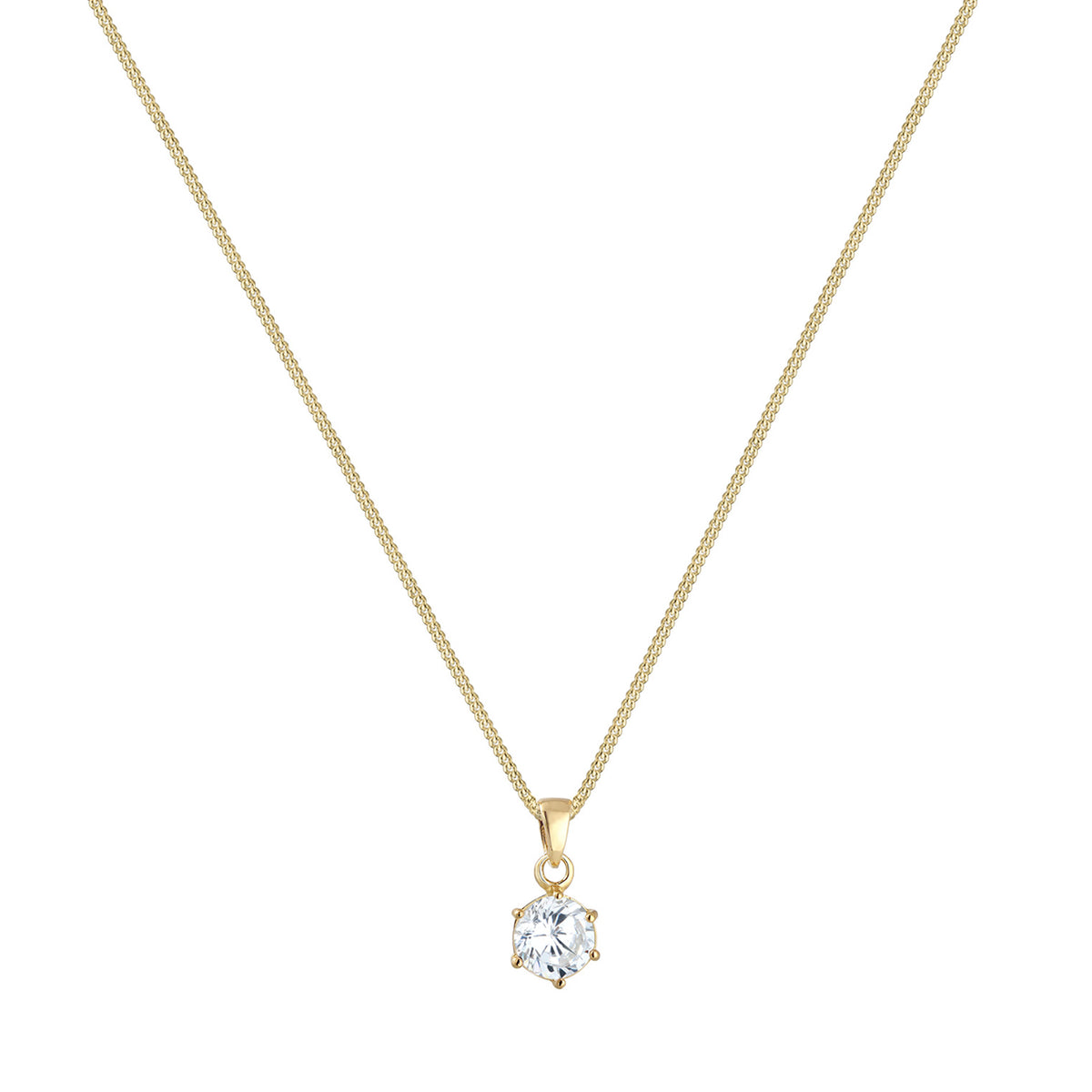 Gold - Elli PREMIUM | Solitär-Kette | Zirkonia (Weiß) | 375 Gelbgold