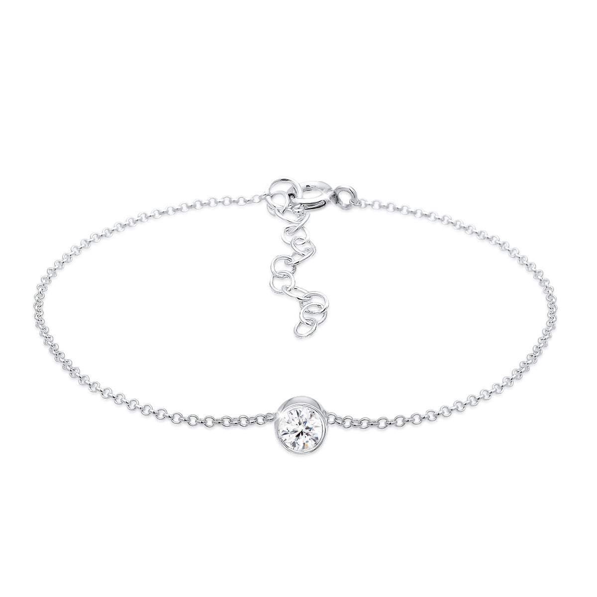 Silber - Elli | Solitär-Armband | Kristall ( Weiß ) | 925er Sterling Silber